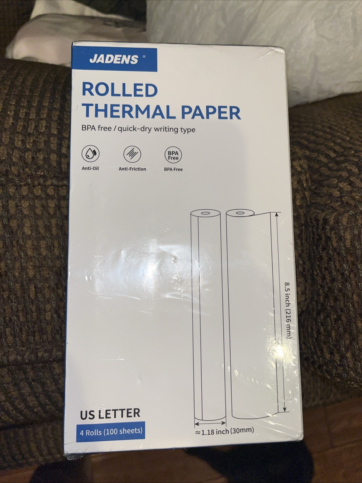 JADENS US Letter Size Quick-Dry Thermal Printer Paper 4 Rolls, Quick-dry