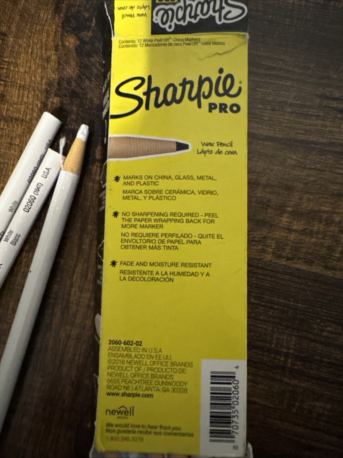 Sharpie Pro White Peel Off China Marker, Grease Pencil, 02060, Box of 21