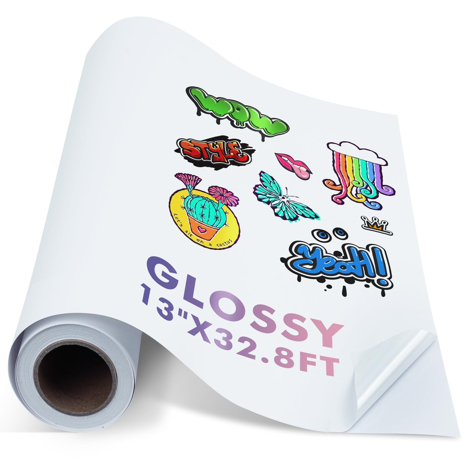 Printable Vinyl Sticker Paper Roll White 13 inch x 32.8 ft Inkjet Printers