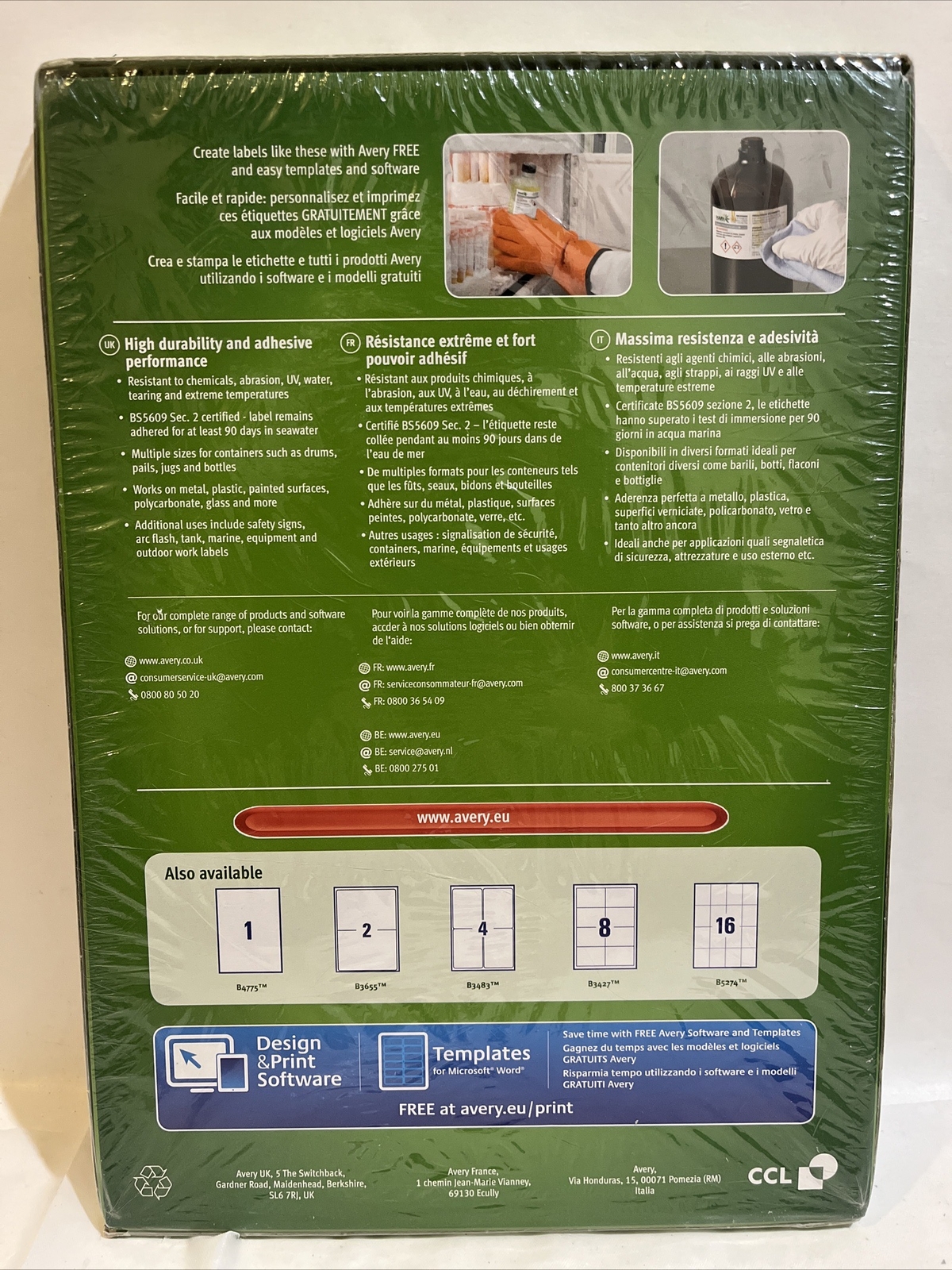 Avery B4775 Ultra Heavy Duty /resistenti Labels 210 X 297 Mm 1 Label X 50 Sheet