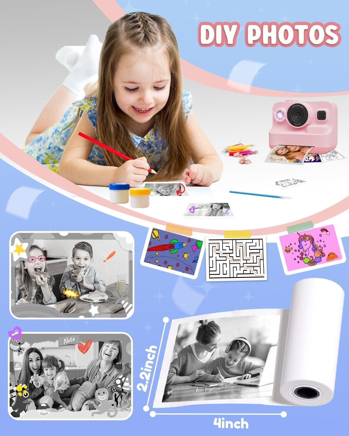 Printing Paper, Printing Camera Refill Thermal Paper 10 Rolls, BPA Free, 10 R…