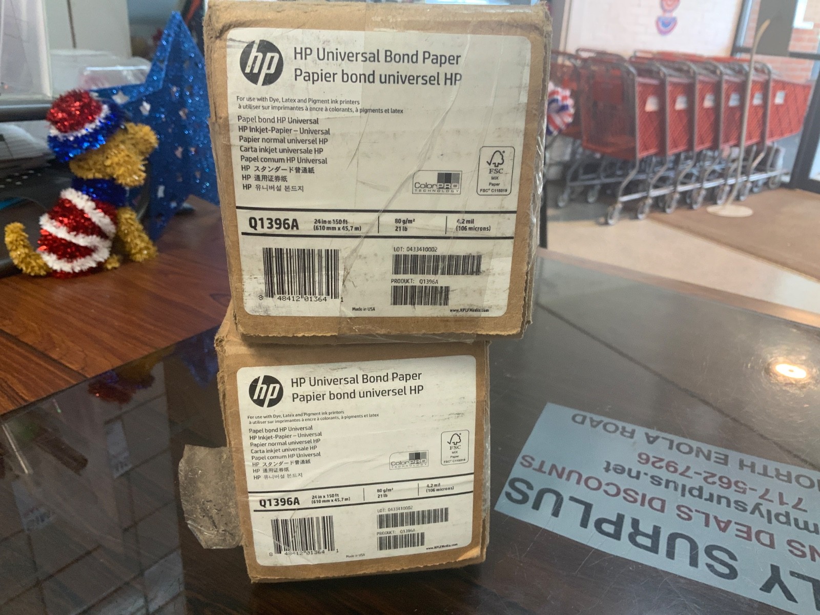 HP Q1396A Universal Bond Paper, 24” x 150’, 21 lb, 4.2 mil New Sealed