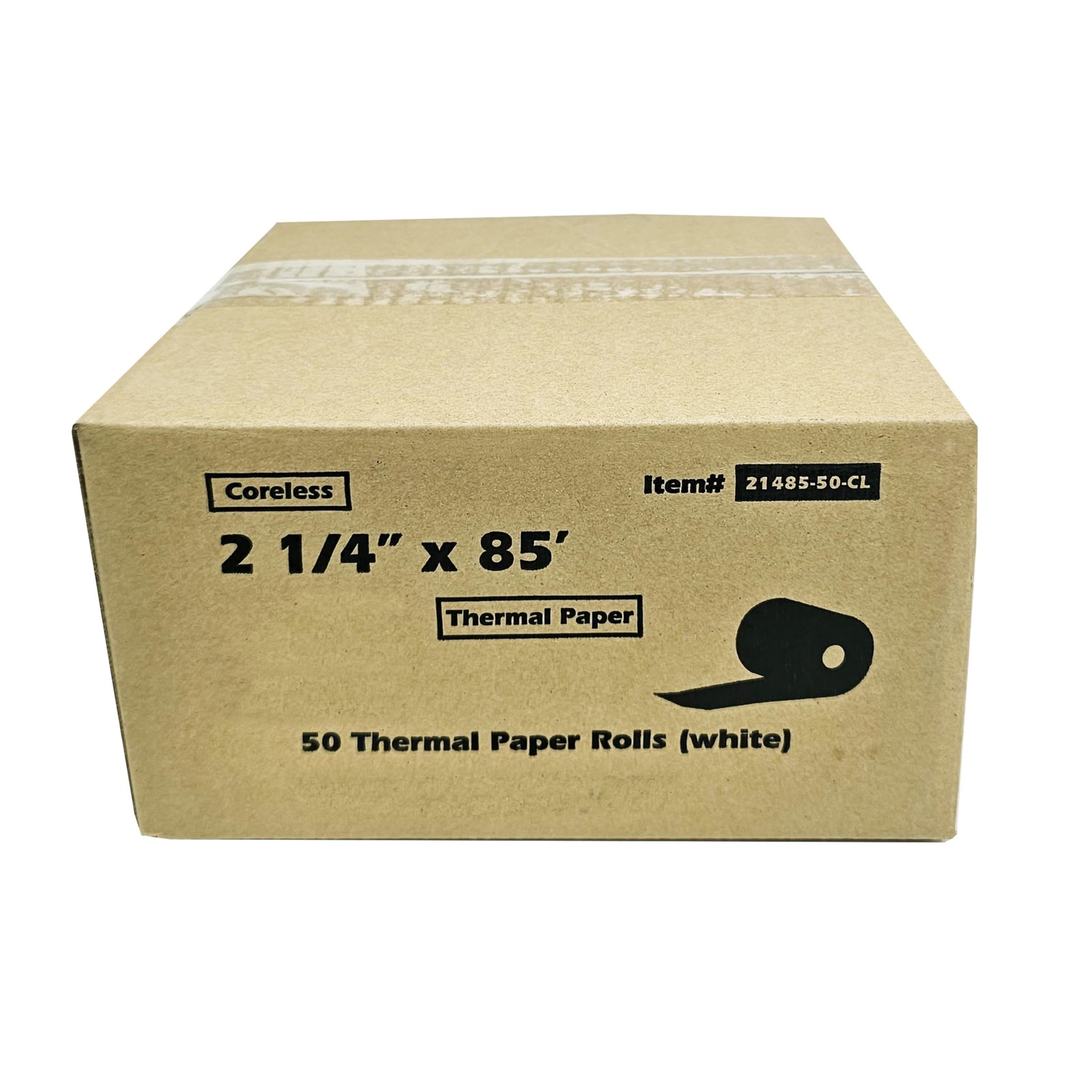 (50 Coreless Rolls) 2 1/4 x 85 Thermal Paper Receipt Rolls fits all white
