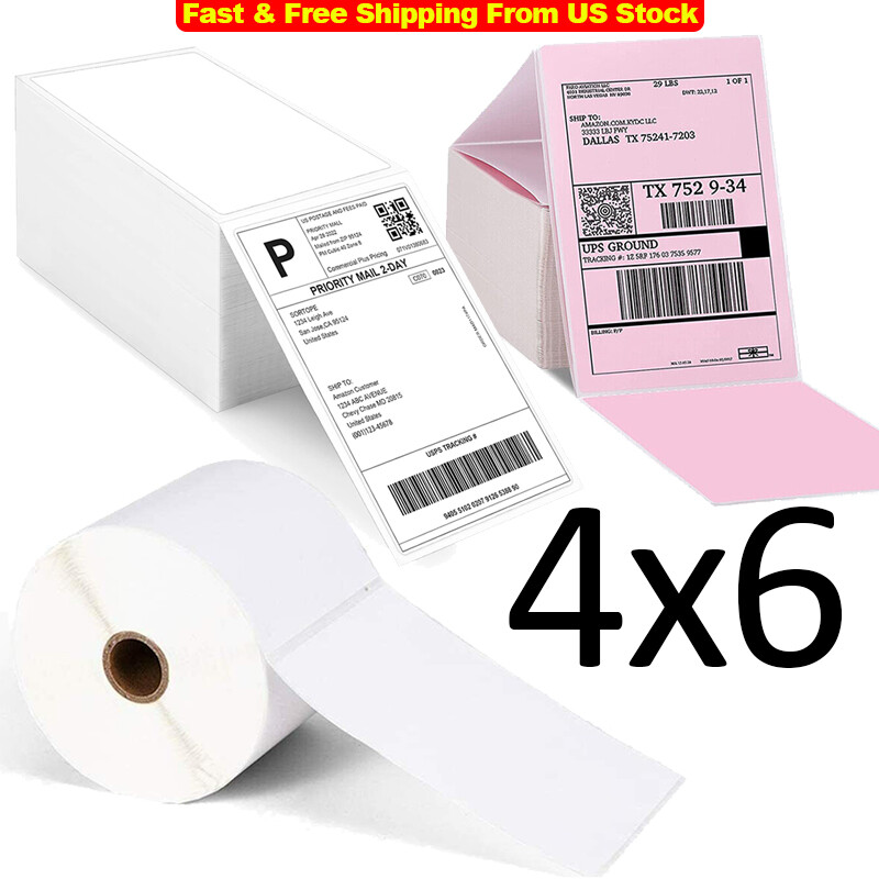 500/1000PCS 4″ x 6″ Fanfold Direct Thermal Shipping Label fit for Rollo Phomemo
