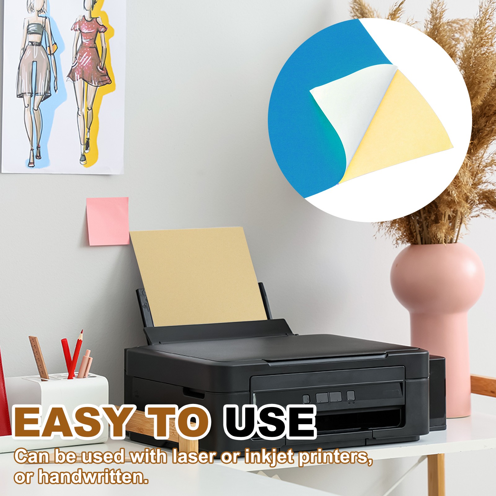 15 Sheets Printable Vinyl Sticker Paper for Inkjet Printer, Blue