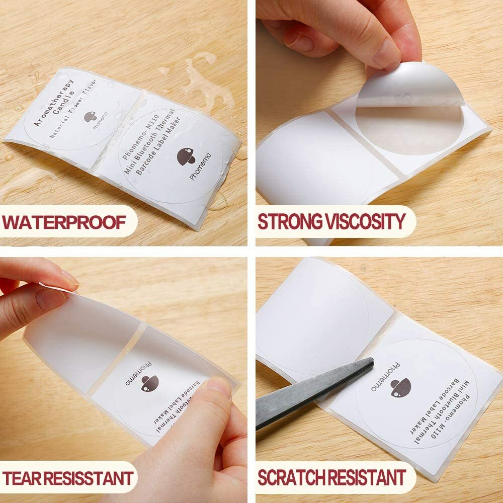 3 Rolls 50×50mm Round White Self-Adhesive Thermal Label for Phomemo M110/M200