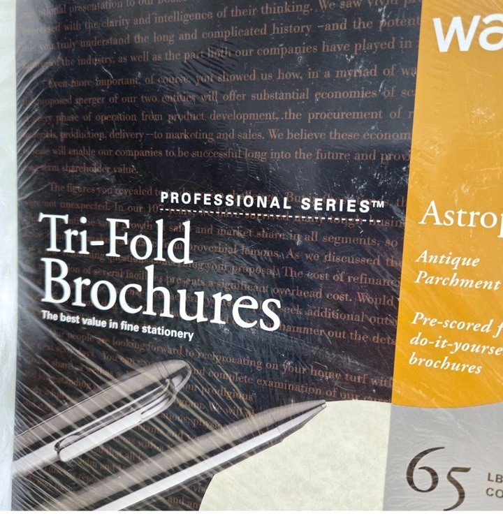 Lot 3 Wausau Astroparche Tri-Fold Brochure Paper Natural Parchment 65lb Sealed