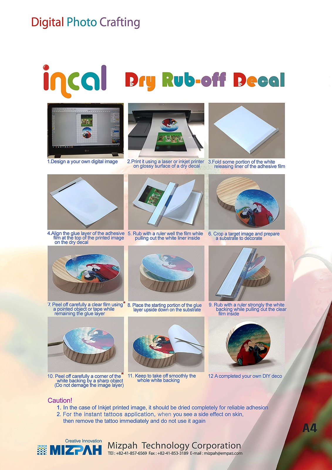 Incal Dry Ruboff Decal Film for Inkjet Printer 5 Sets, A48.27 inx11.7 in Pre…