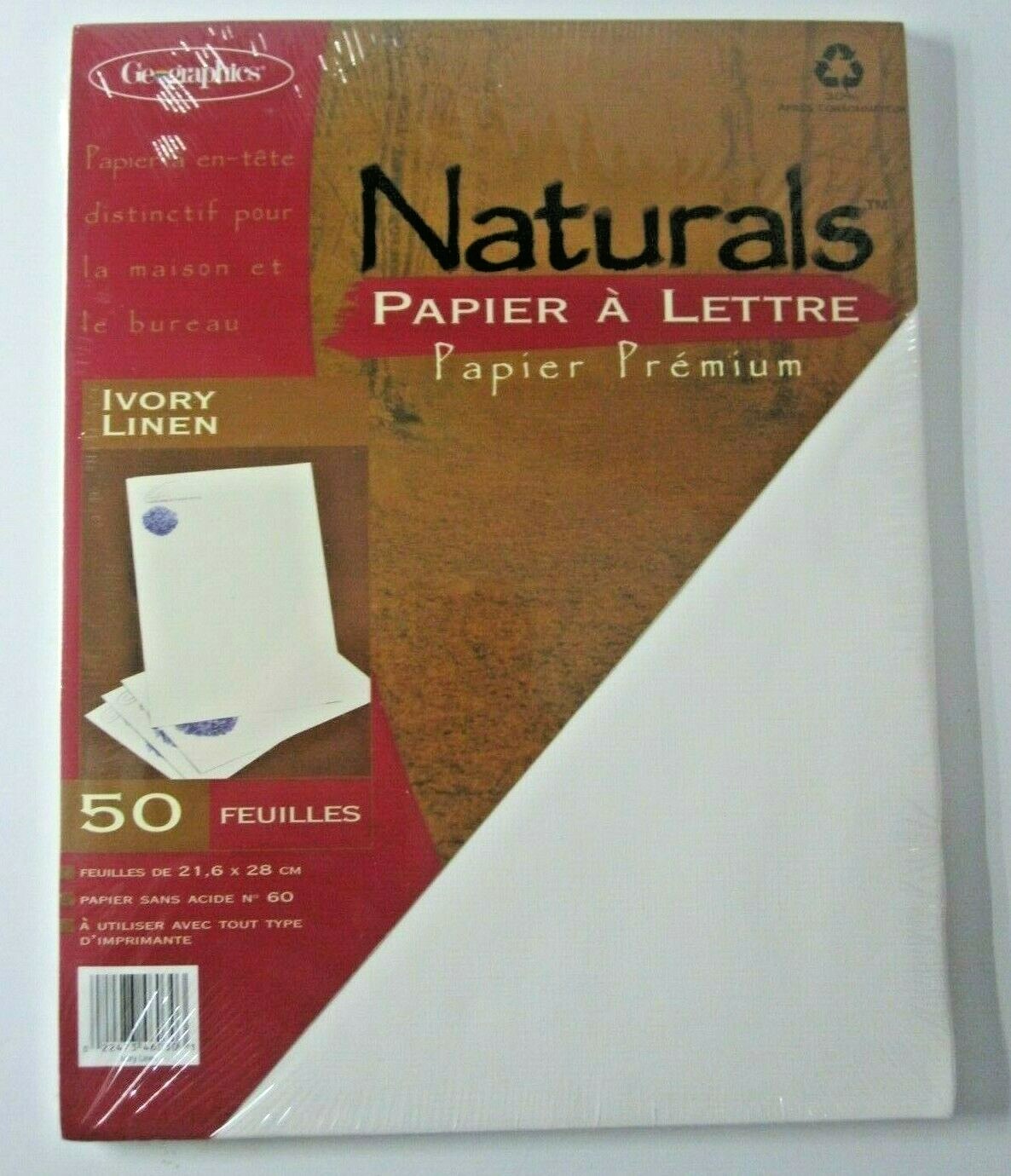 Geographics Naturals Ivory Linen Letterhead Paper 50 Sheets All Printer Use New