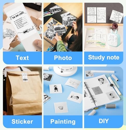 9 Rolls Mini Thermal Sticker Paper 57x30mm for Inkless Receipt Printers, Portabl
