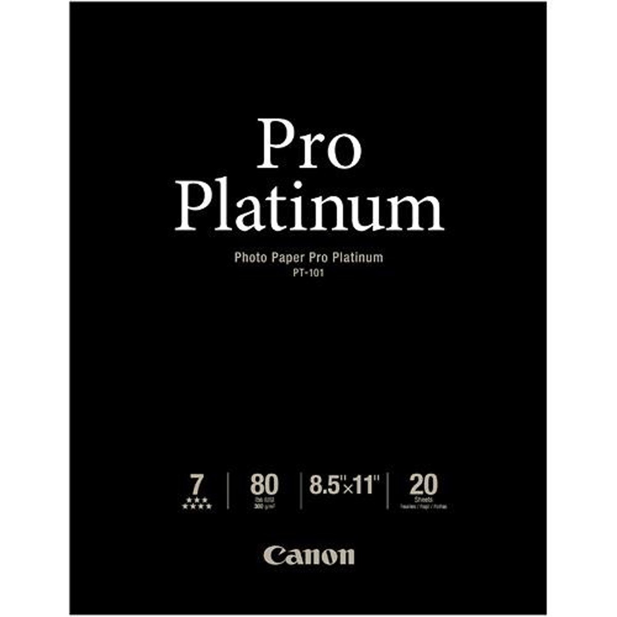 Canon Pro Platinum High Gloss Photo Inkjet Paper, 300gsm, 10.2 mil, 8.5×11″, 20