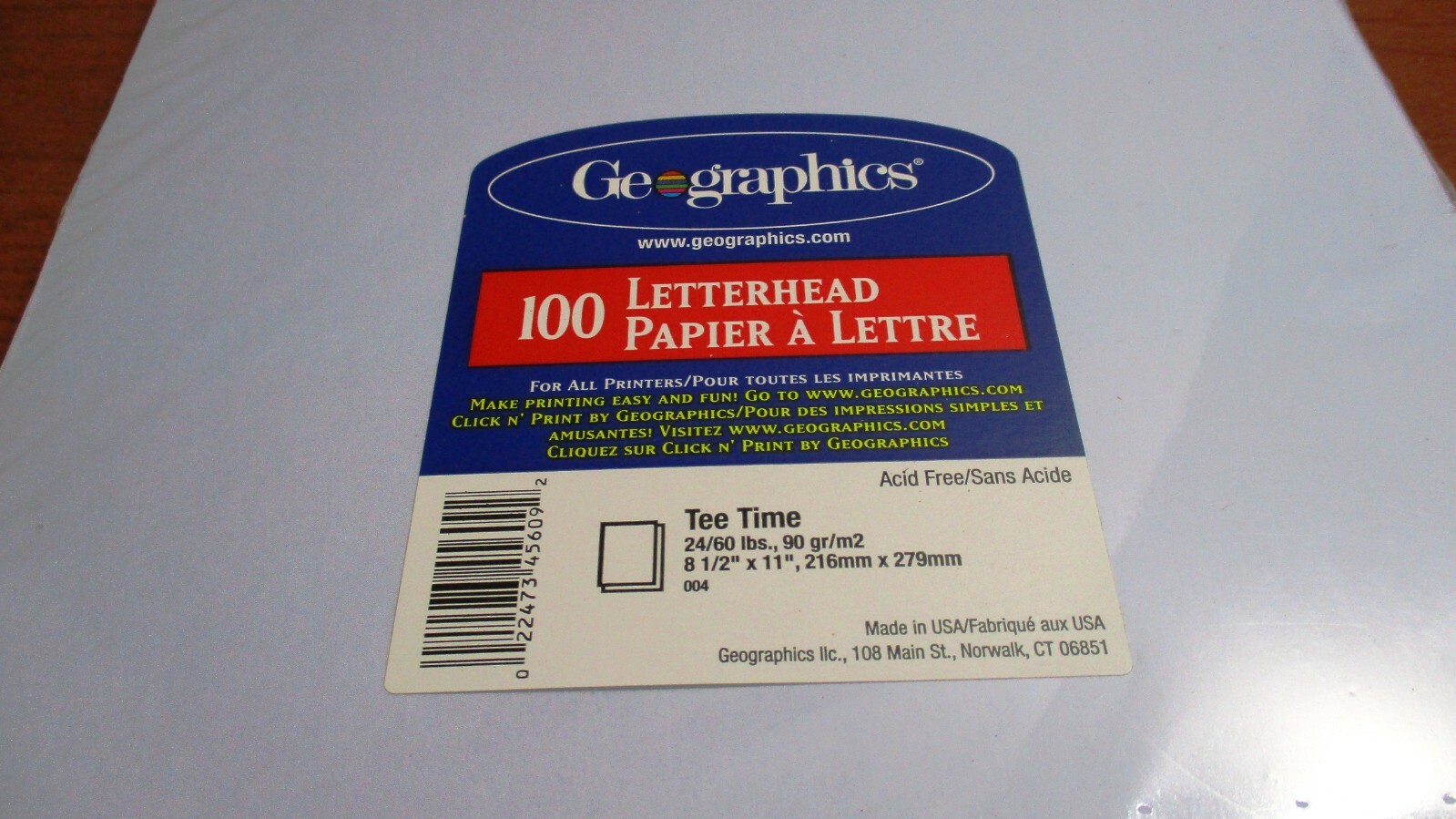 GEOGRAPHICS~100 Sheets 8.5″x11″ TEE TIME GOLF LETTERHEAD PAPERS~All Printers