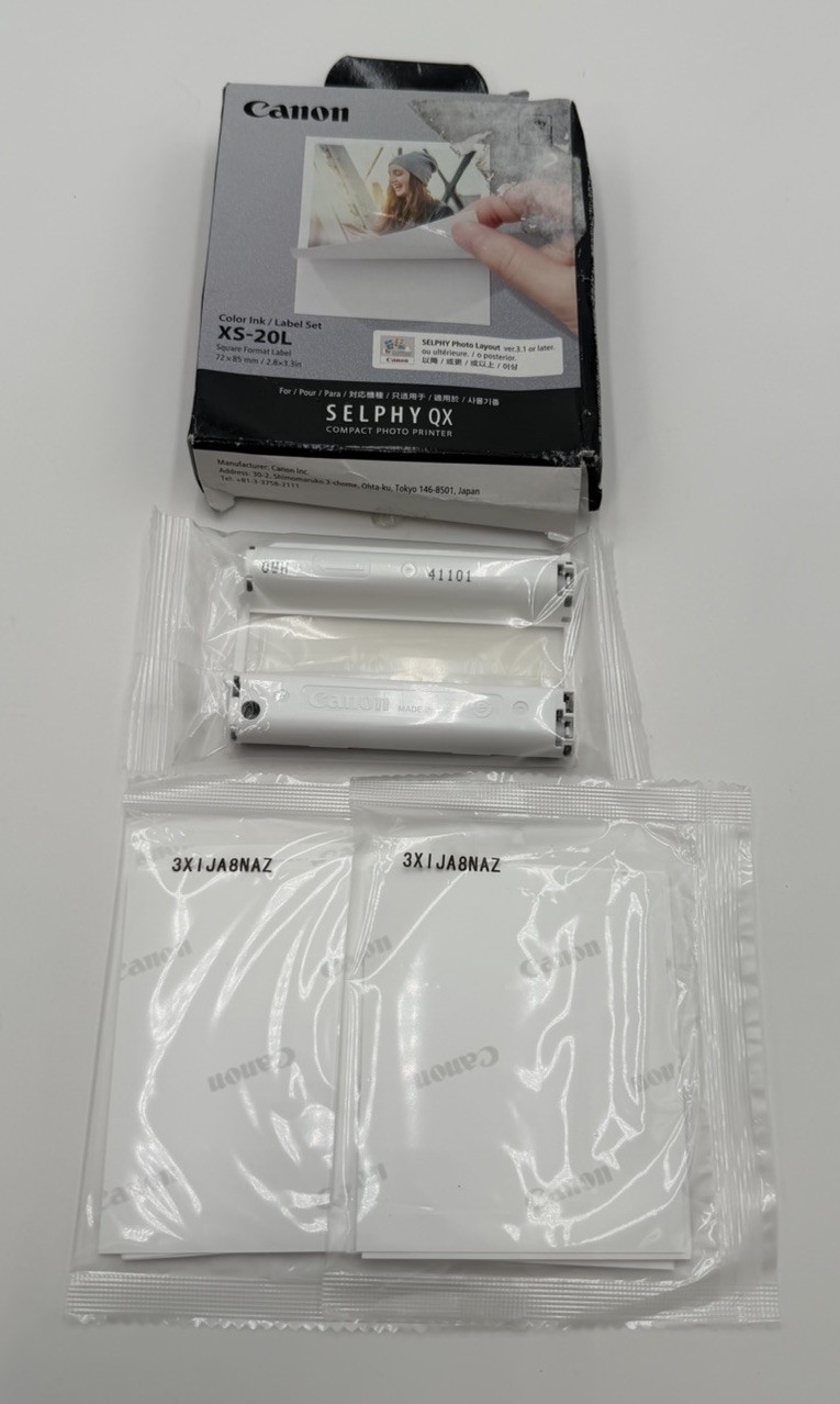 Canon XS-20L Colour Ink Label Set Selphy Square Paper 20 Sheets New Open Box