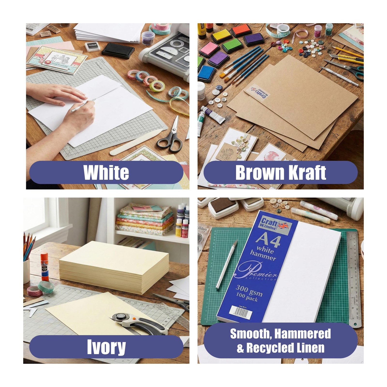 Craft UK W125, White Paper, A4, 120gsm, 100 Sheets.