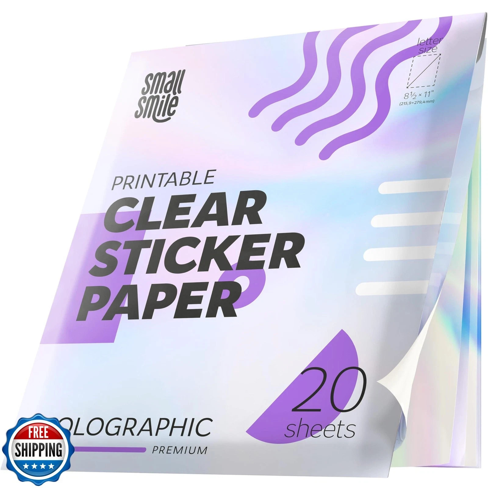 Holographic Clear Sticker Paper 8.5×11 Inkjet/Laser Printable 20 Sheets