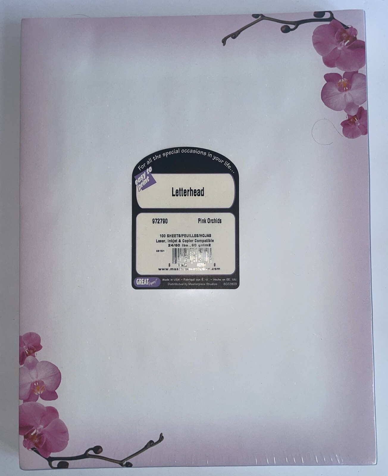 Pink Orchids Letterhead 8.5 x 11 Great Papers 100 Sheets New in Package Printer