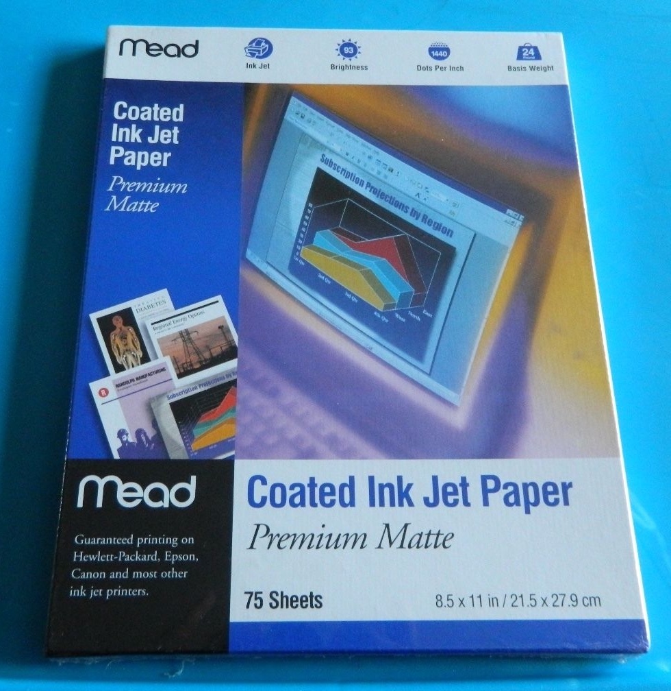 New Mead Coated Ink Jet Paper Premium Matte 75 Continuous Sheets 8.5″ X 11″