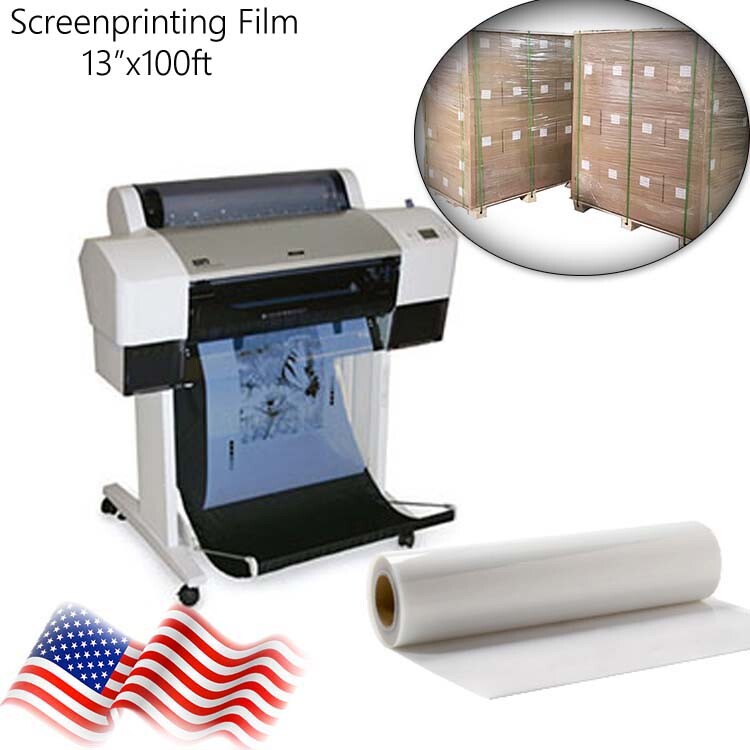13″x100ft，4 rolls，Waterproof Inkjet Milky Transparency Screen Printing Film