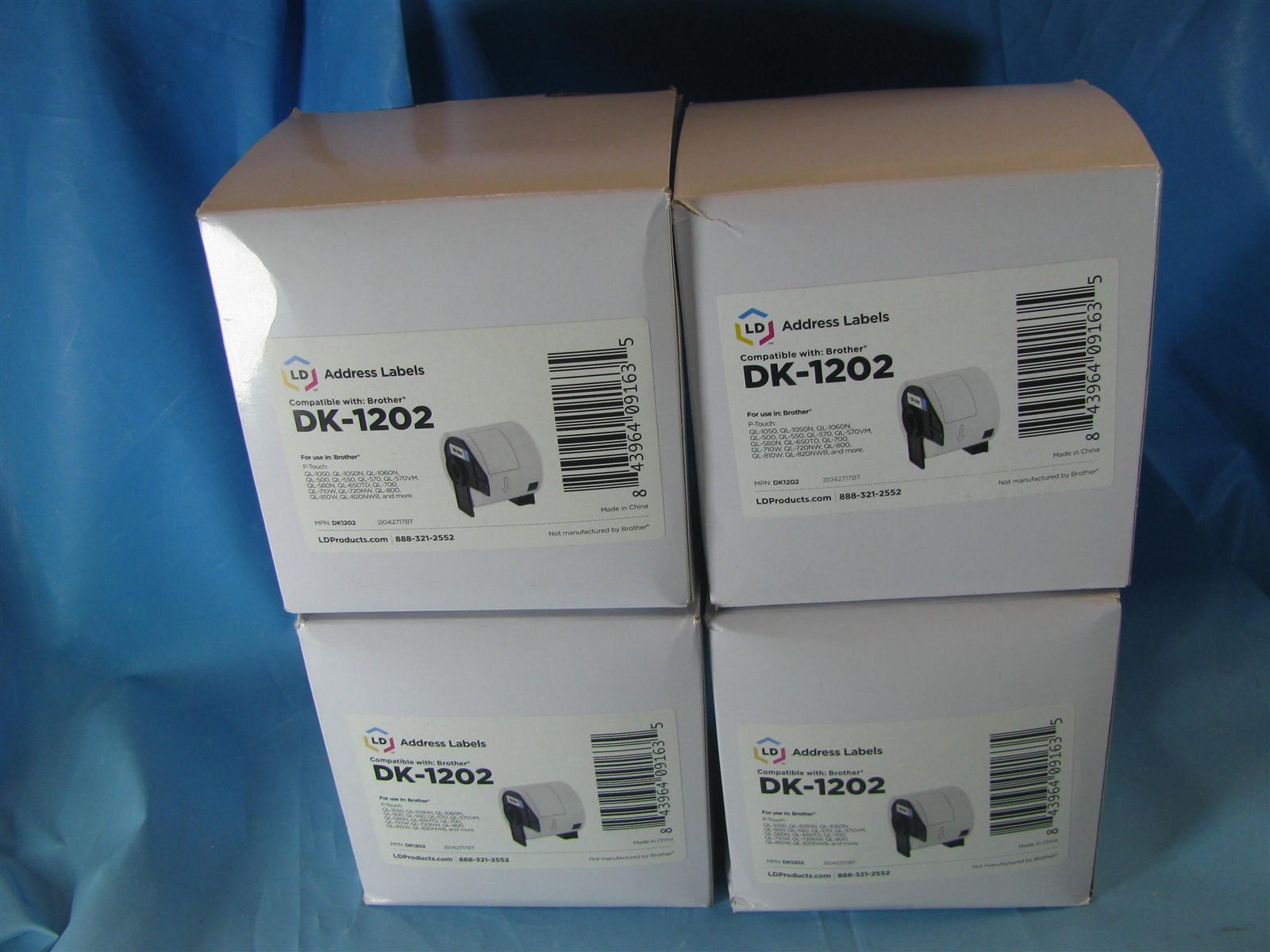 Bundle of 4 LD Compatible Brother DK-1202 Shipping Labels / 2.4 in x 3.9 in- NEW