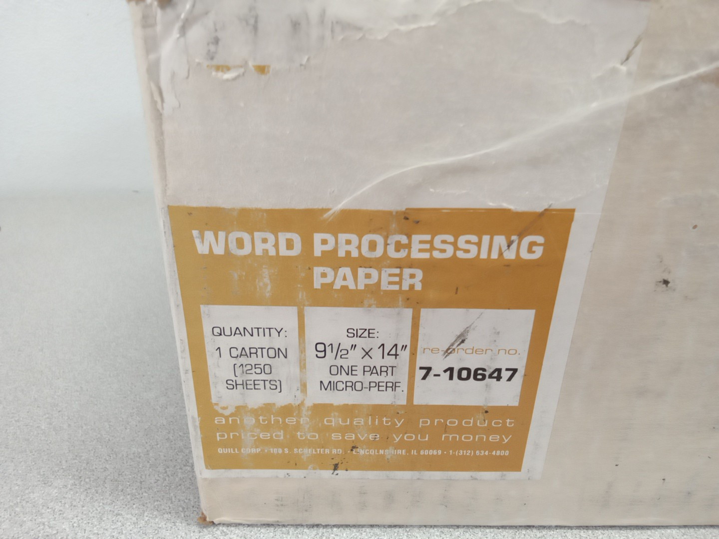 Quill Word Processing Paper, 9.5×14 Continuious Feed, 1250 Sheets