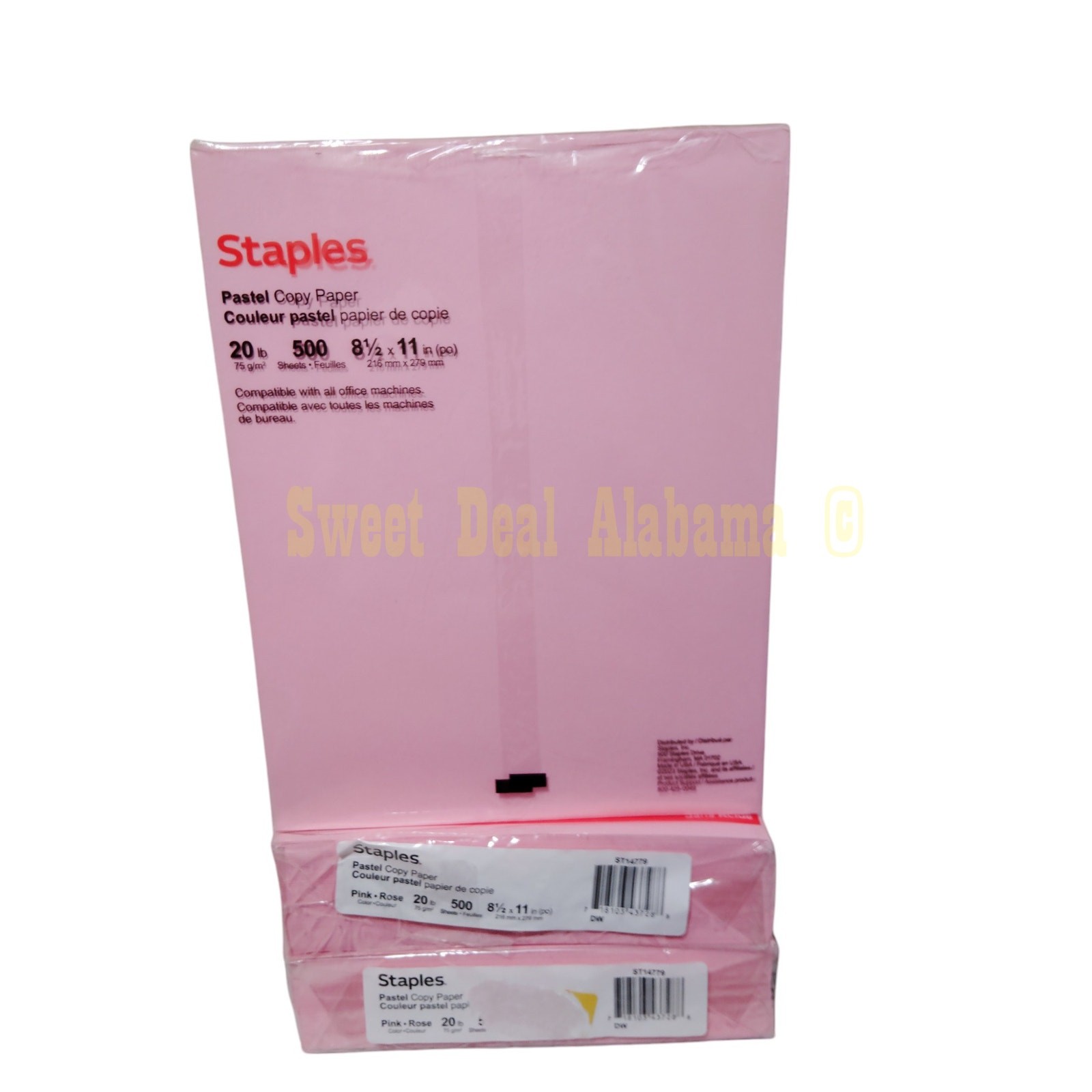 3 Reams, 1500 Pages, Staples Pastel Pink Copy Paper 8-1/2″ X 11″ No.14779