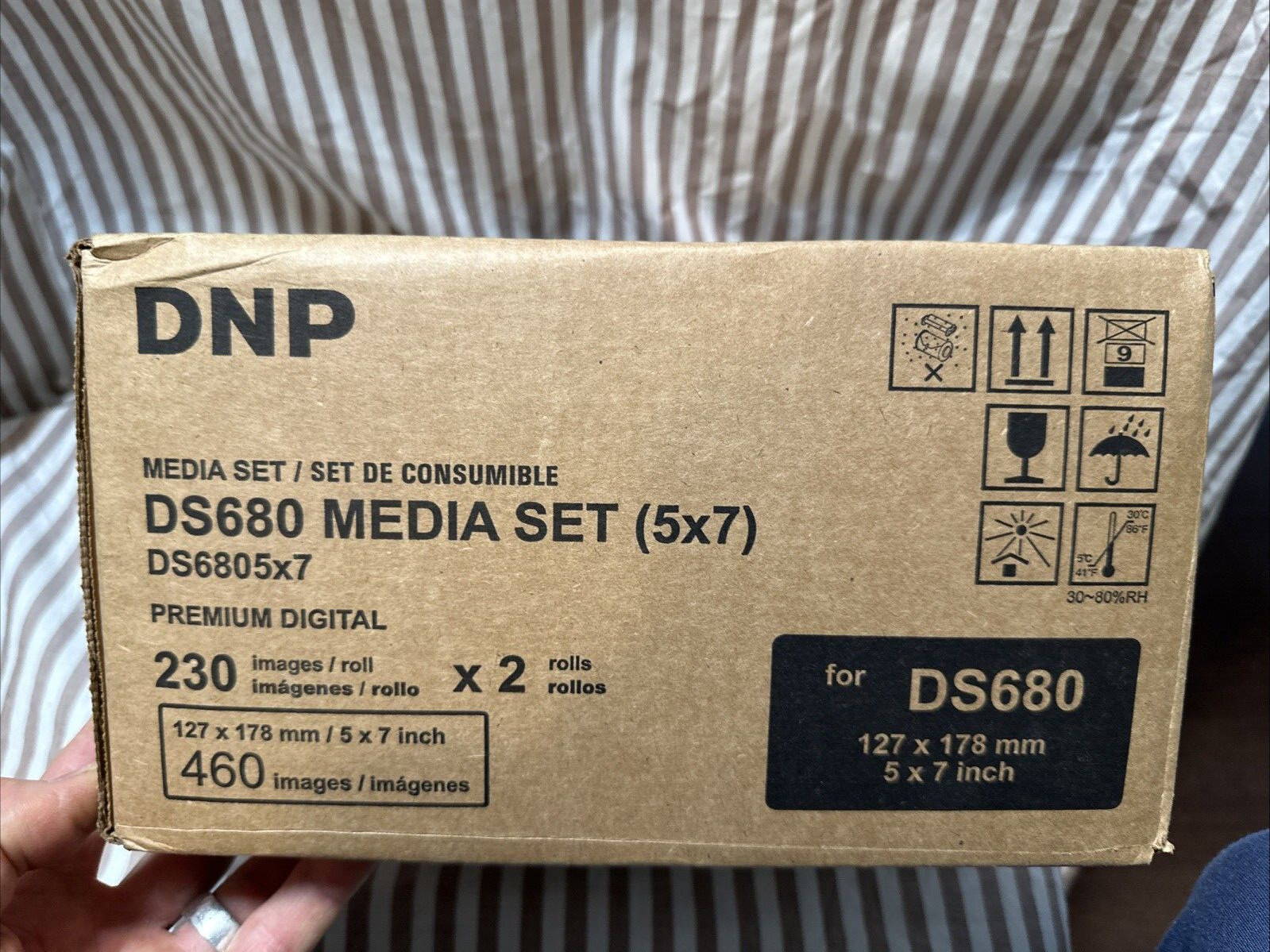 DNP DS680 media set 5×7 2 Rolls of Paper + Ribbon 460 Images New sealed