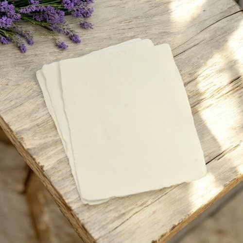100% Cotton Vintage Deckle-Edge Printer Paper, 8.5×11″, Off-White, 100 Sheets, E
