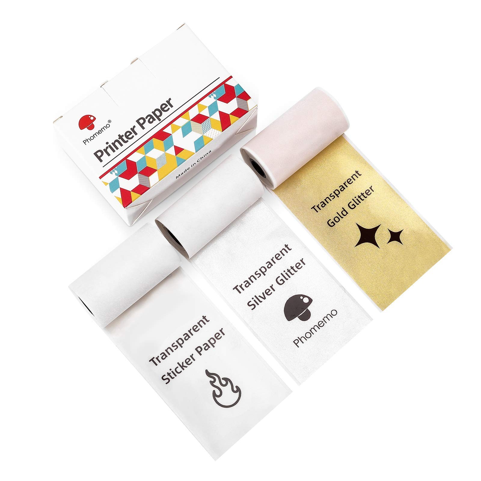 Pocket Printer Paper for M02/M03 – Transparent/Silver/Gold Glitter Stickers
