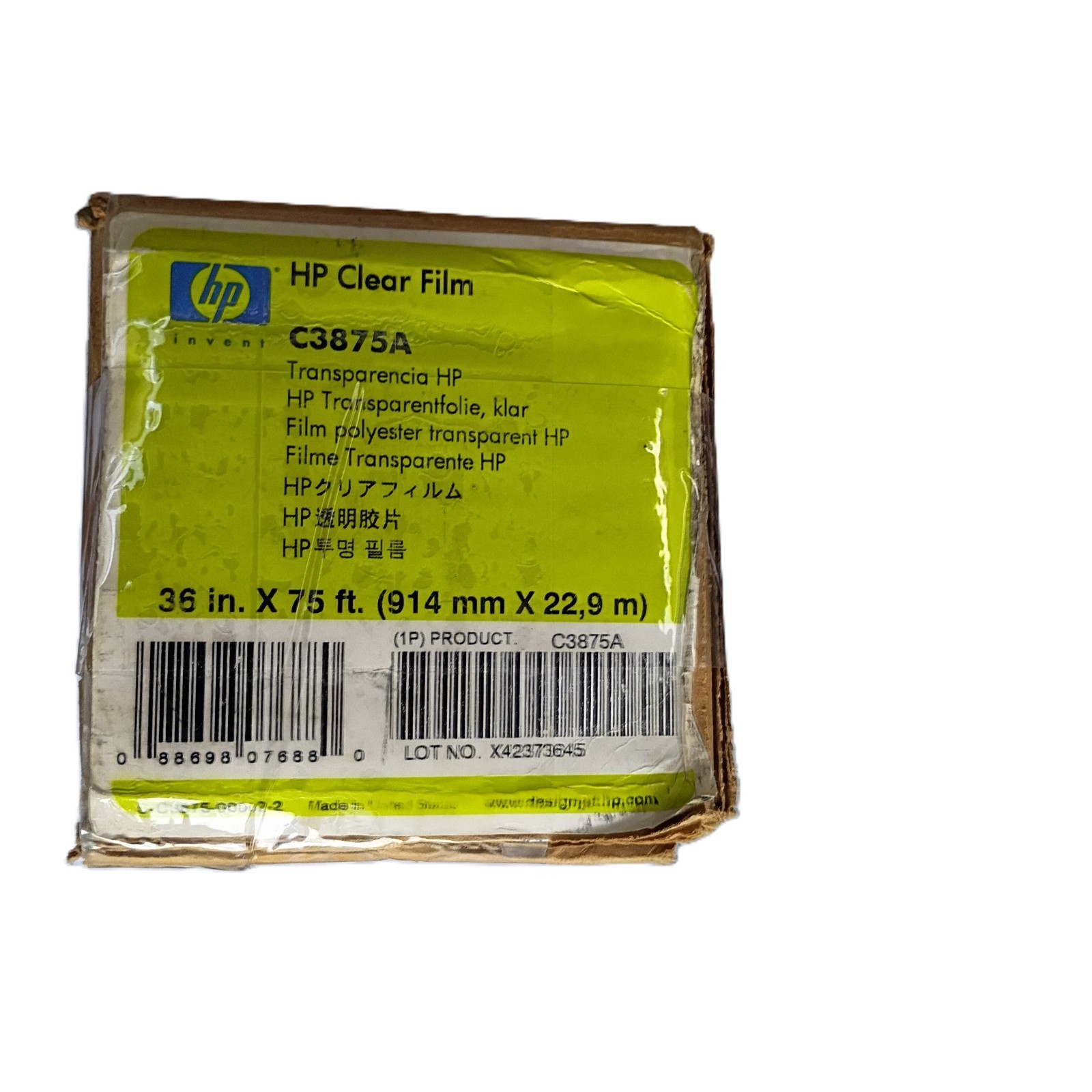 HP C3875A Clear Film 36″ x 55 ft Roll DesignJet Transparency Original