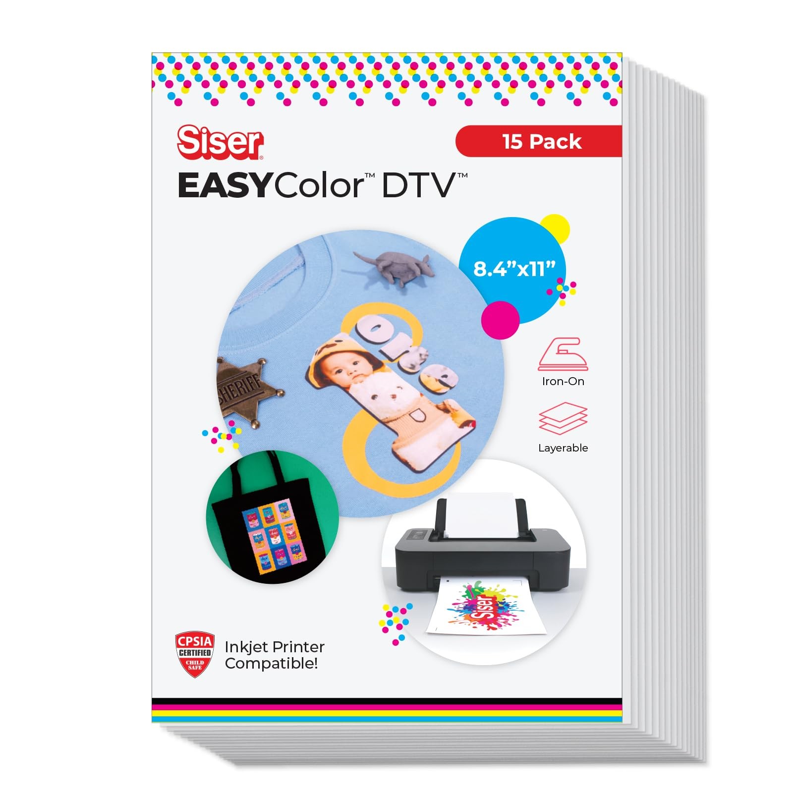 15 Sheets EasyColor DTV Inkjet Compatible Heat Transfer Vinyl 8.4×11 In