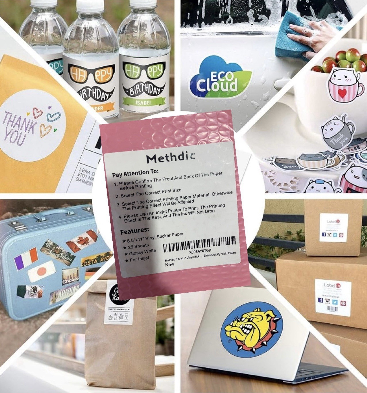 25 pcs glossy white vinyl sticker paper for inkjet printer