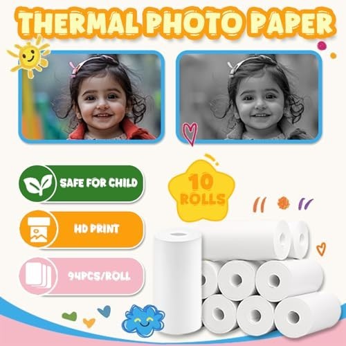 10 Rolls Kids Instant Print Camera Paper 57x25mm Thermal Photo Refill 720Pcs