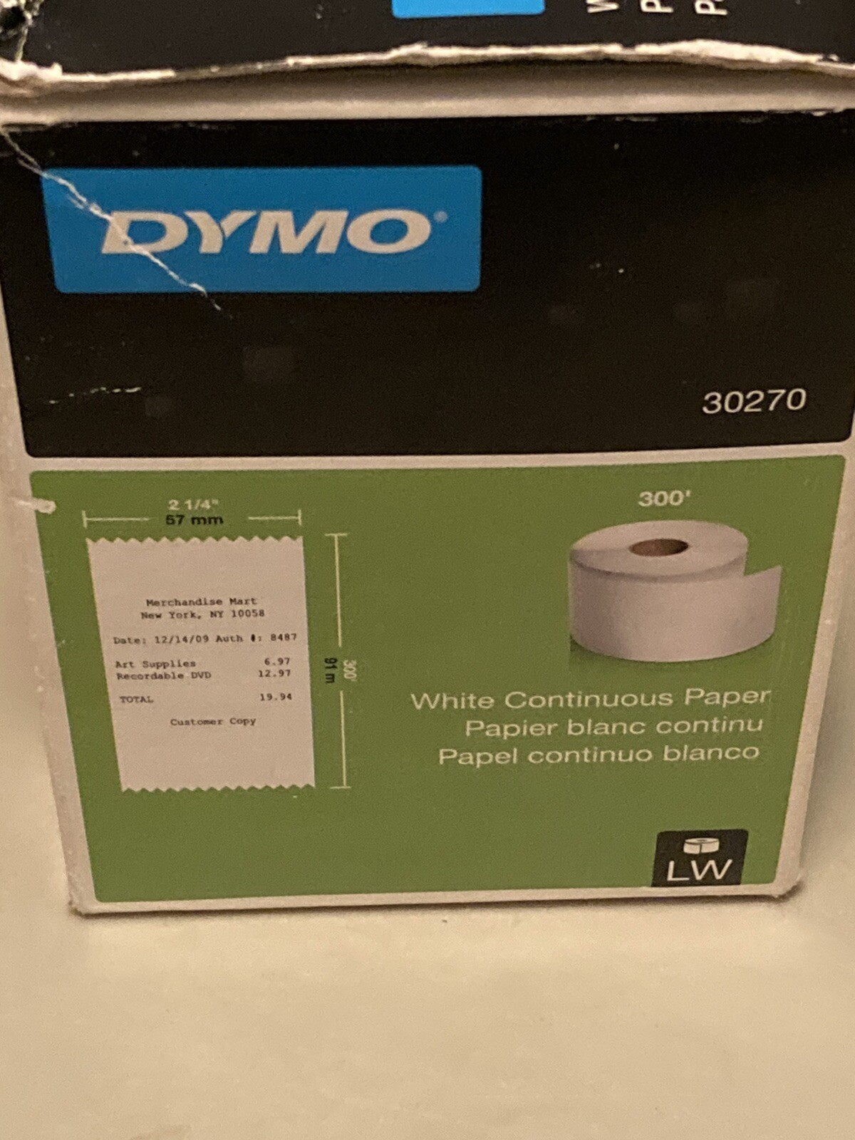 NEW DYMO LabelWriter 30270 White Continuous Paper Roll 2 1/4″ x 300′