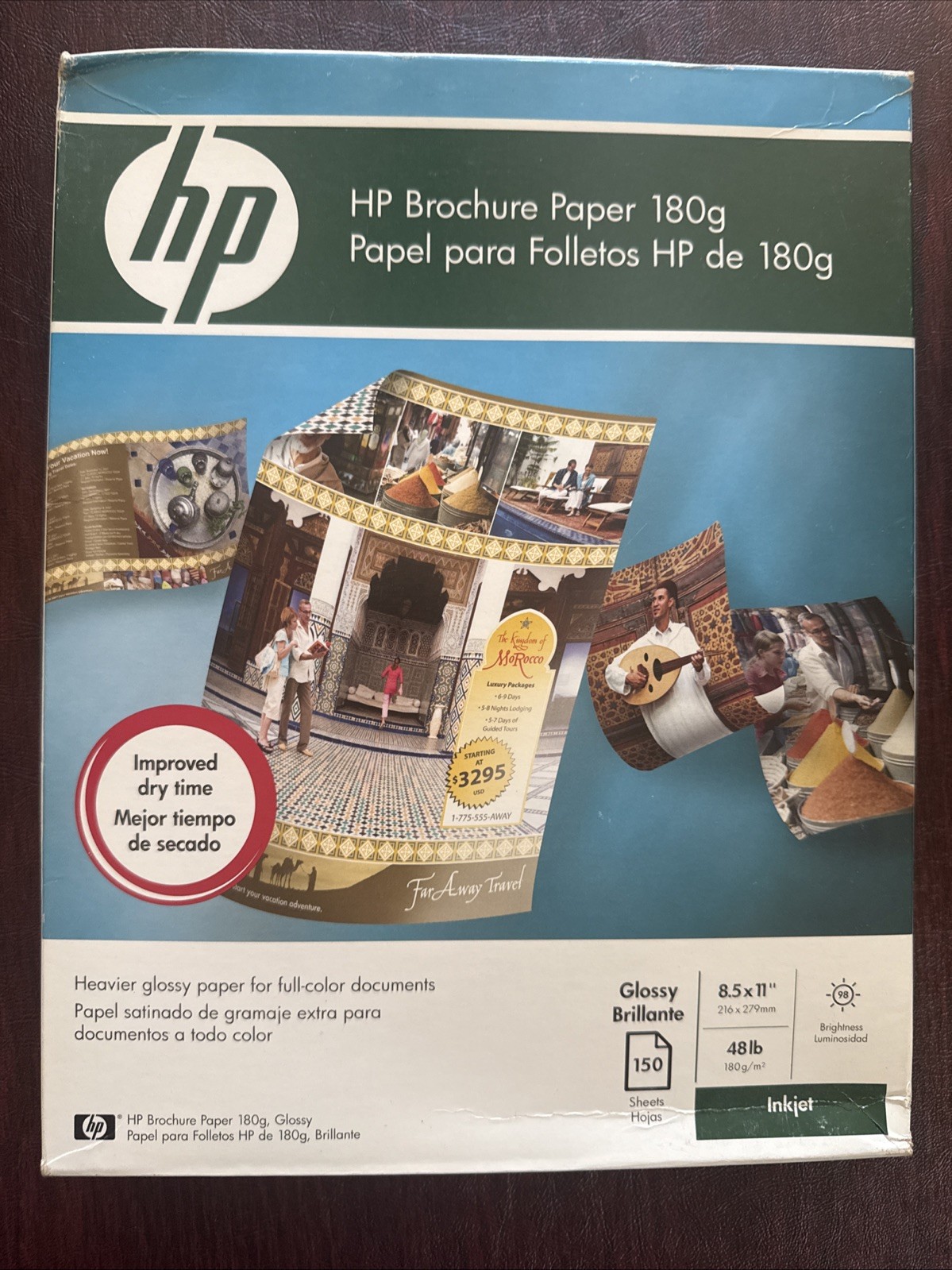 HP Inkjet Brochure Paper 98 Bright 48lb 8.5 x 11 White 150 Pack Q1987A NWT NIB