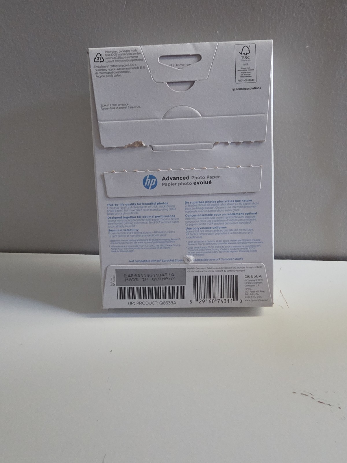 Hewlett Packard Q6638A 4 x 6 inch Glossy Printer Paper – 100 Sheets