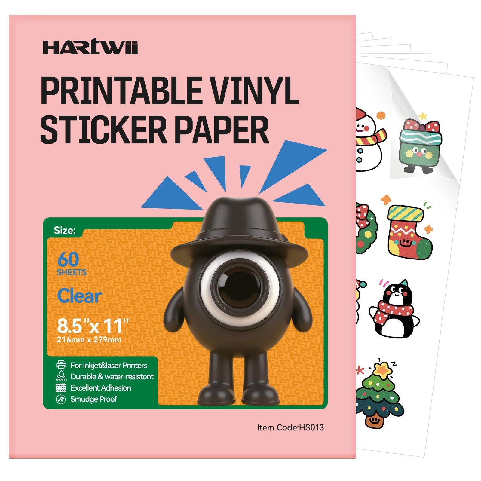 Clear Vinyl Sticker Paper 60 Sheets 8.5×11 Inkjet Printable Quick Dry