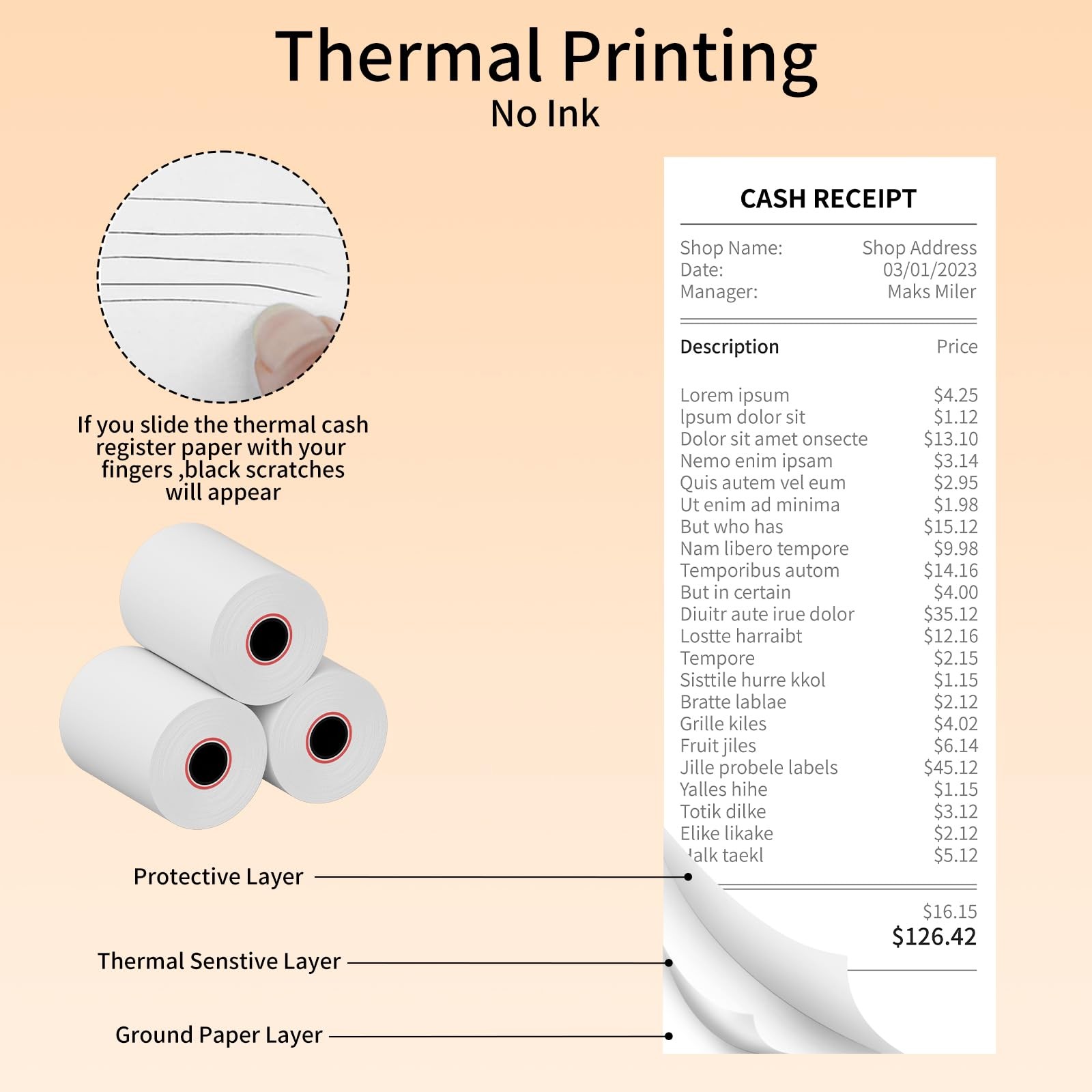 10 Rolls 21/4×50 Ft Thermal Receipt Paper Fits 58mm POS Printer Premium