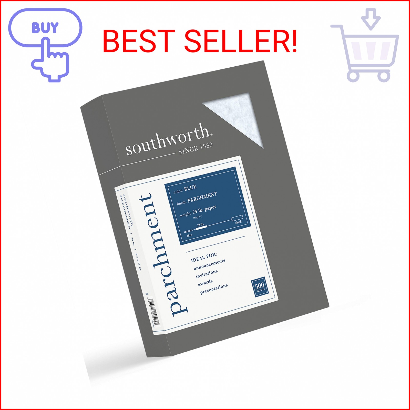 Southworth 8.5-inch x 11-inch Specialty Paper, 24 lbs., 100 Brightness, 500/Box