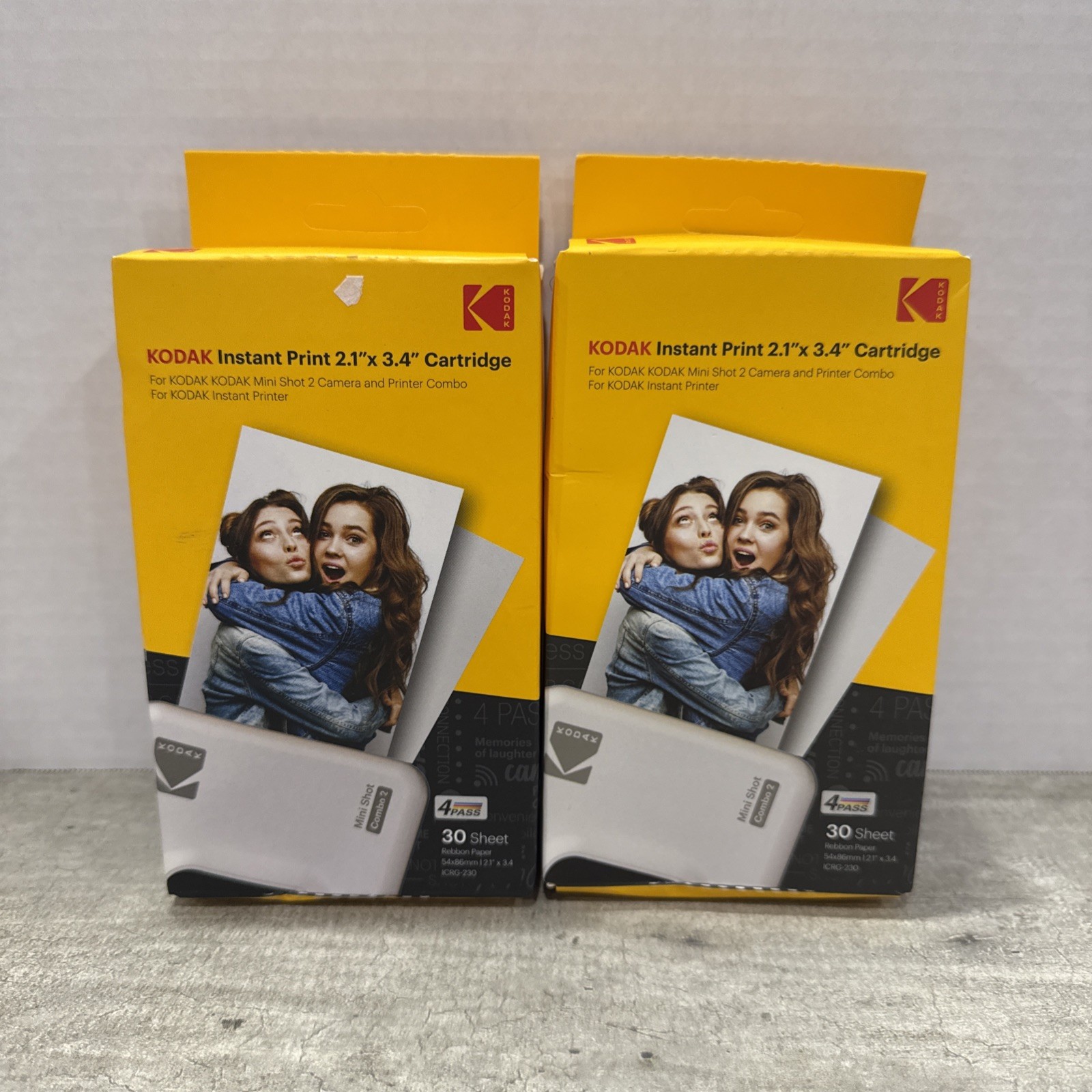 (2) Kodak Cartridge 2.1 X 3.4 30 Sheets For Kodak Mini Shot 2 Series Brand New