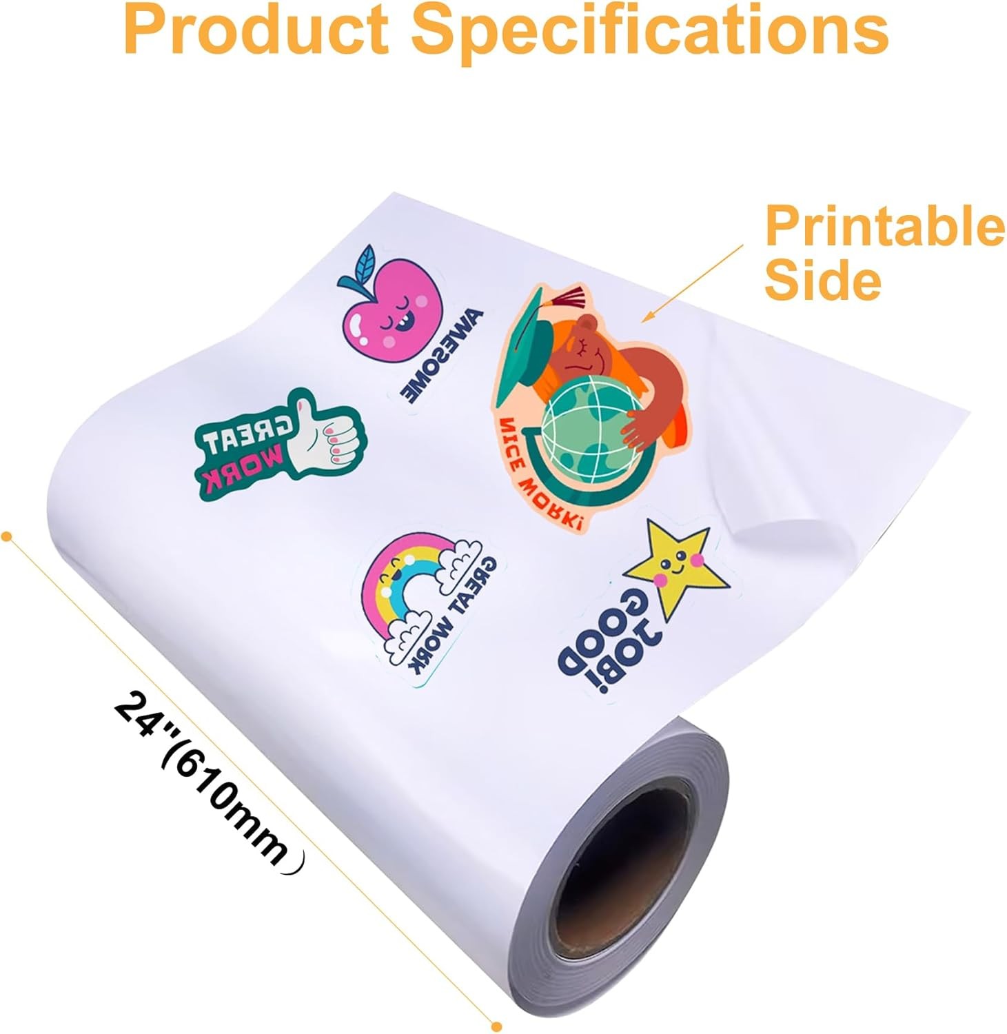 Bleidruck Glossy White 24inx1200in Printable Vinyl Sticker Paper Waterproof