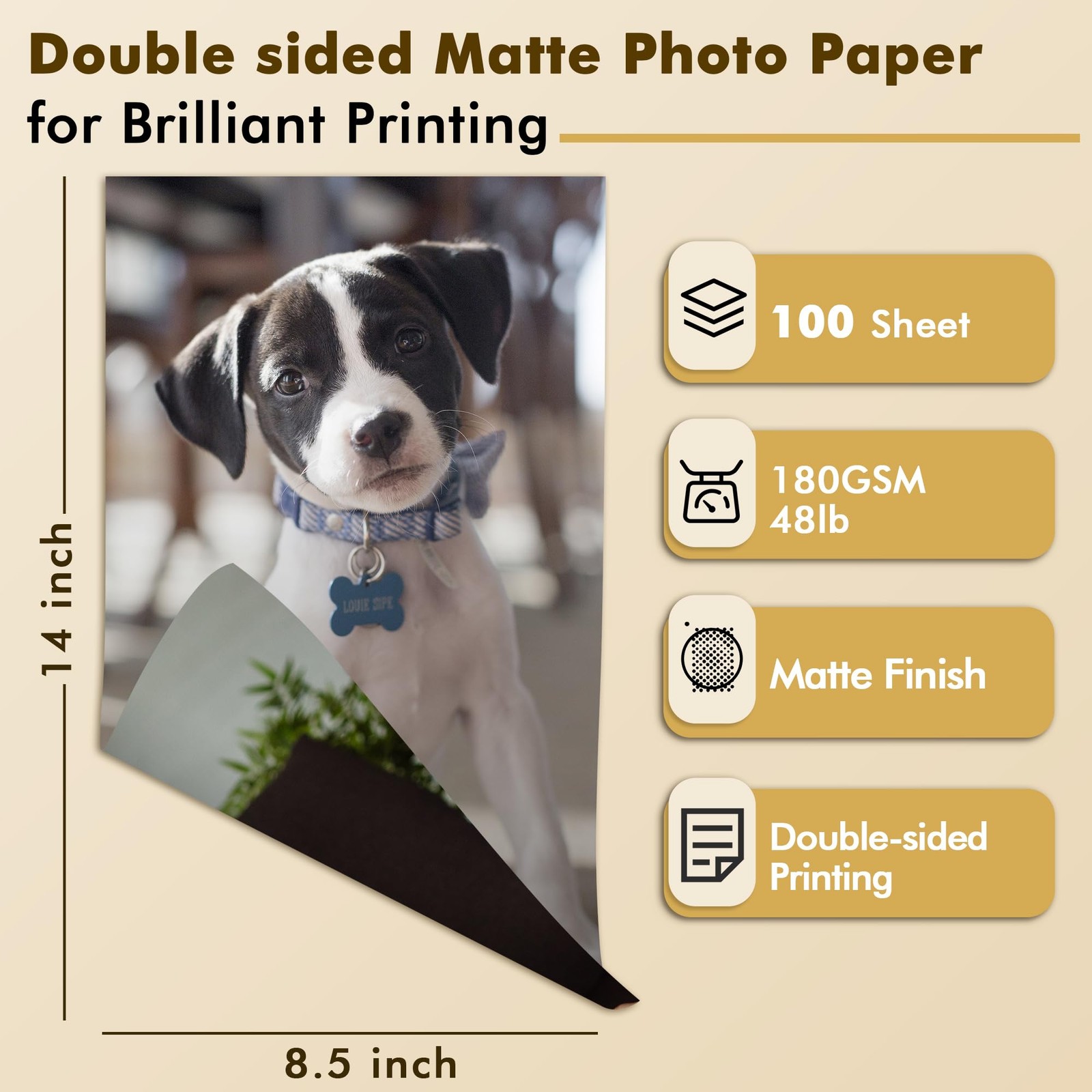 Koala Double Sided Matte Photo Paper 8.5×14 Inch 48lb 180gsm 100 Sheets