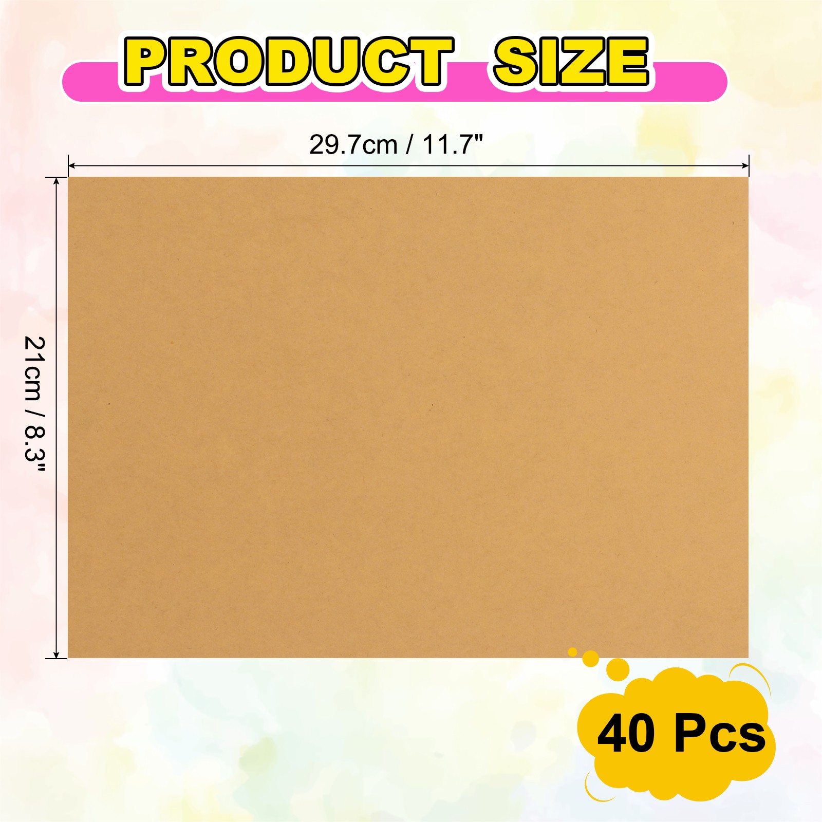 40Pcs Full Sheet Label Sticker Paper, A4 Shipping Labels, Light Brown