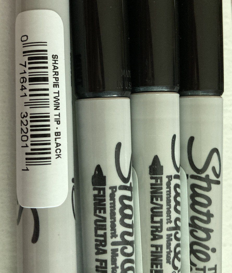 Sharpie Fine/Ultra Fine Twin Tip Permanent Marker, Black – 4 PACK