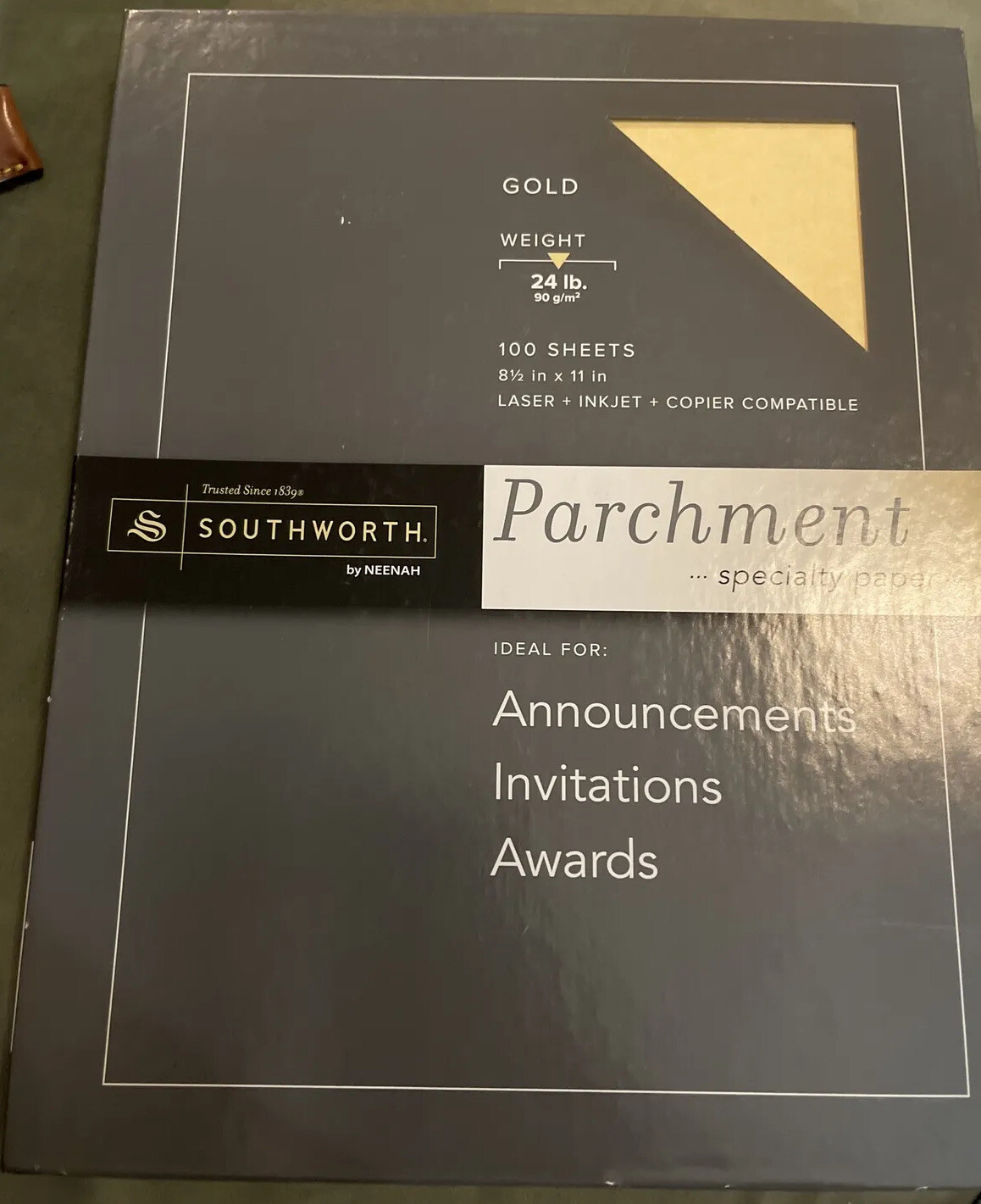 Southworth Parchment Specialty Paper, 24 Lb, 8.5 X 11, Gold, 100/Pack. New Pack
