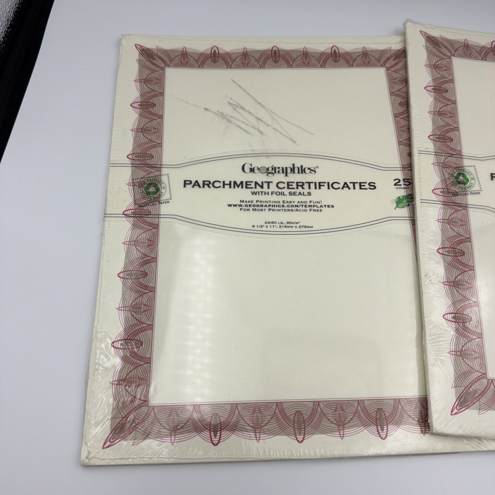 Geographics Parchment Certificates with Foil Seals 8-1/2″ x 11″ red border LOT 3
