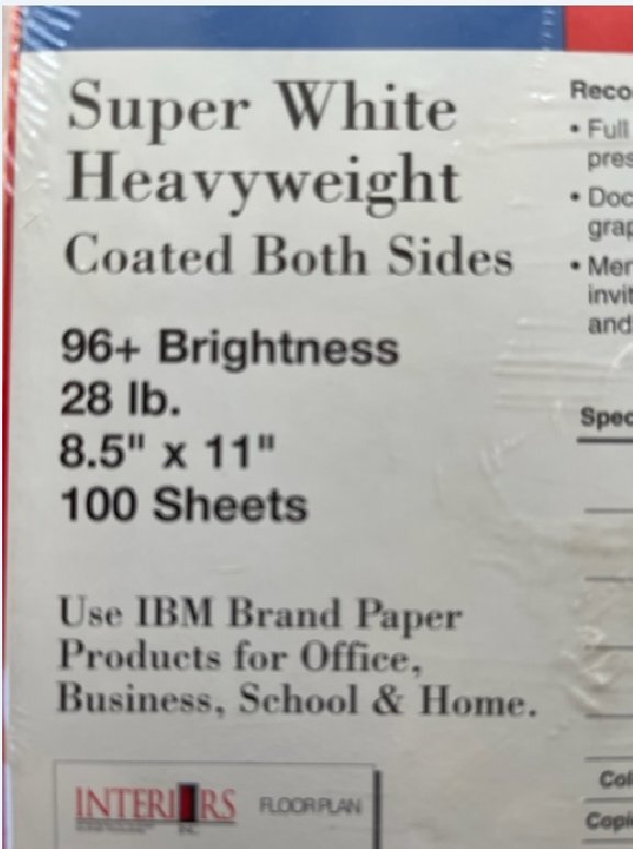 IBM 100Sheet SuperHeavyWeight MatteCoated 28lb Inkjet Paper Bright 8.5×11