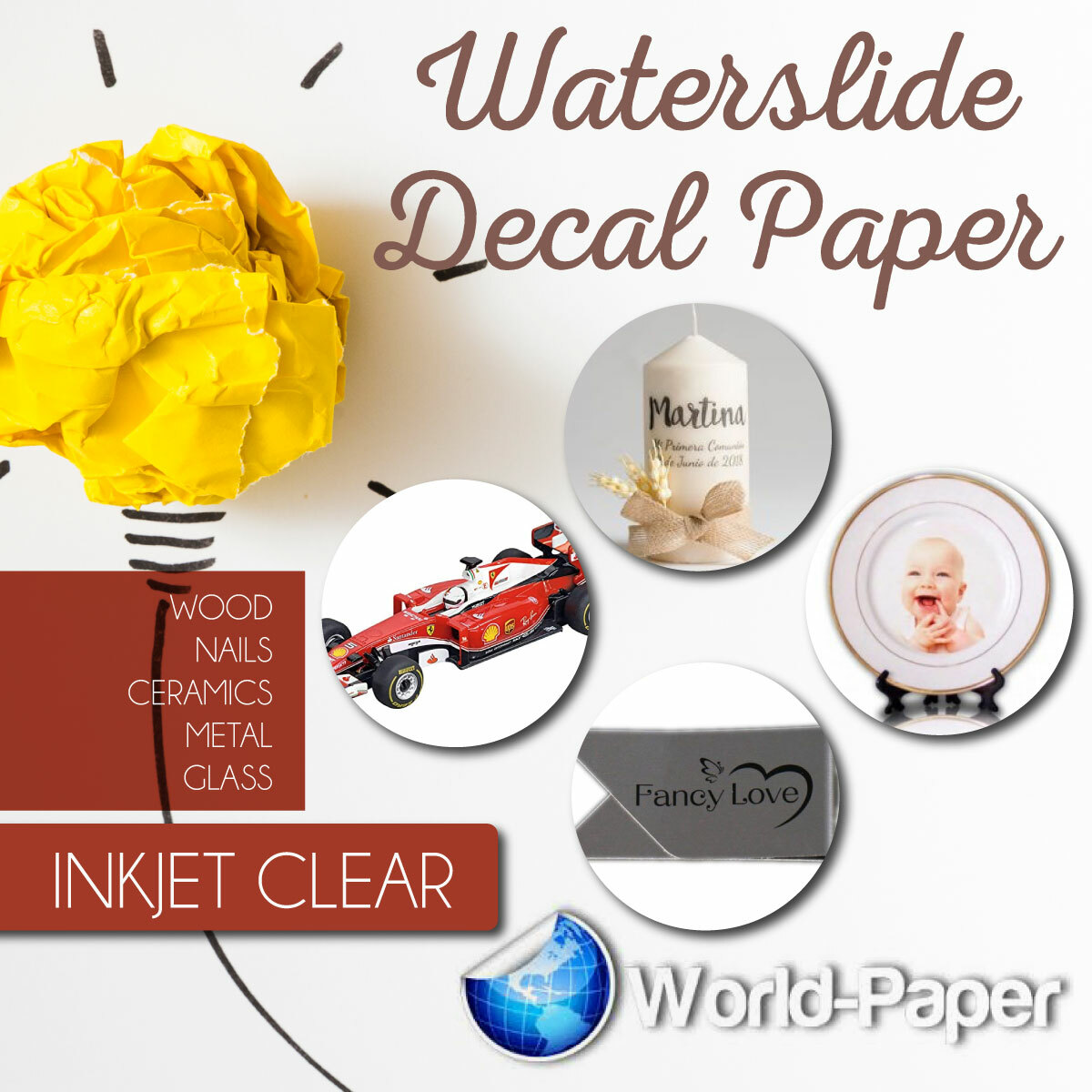 INKJET CLEAR Waterslide Model, Ceramic, Decal Paper 10 sheets 8.5×11 #1
