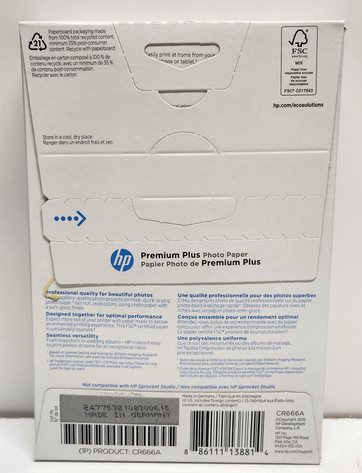 HP Premium Plus Soft Gloss Inkjet Photo Paper 4×6″ 100 Sheets CR666A Qty 5