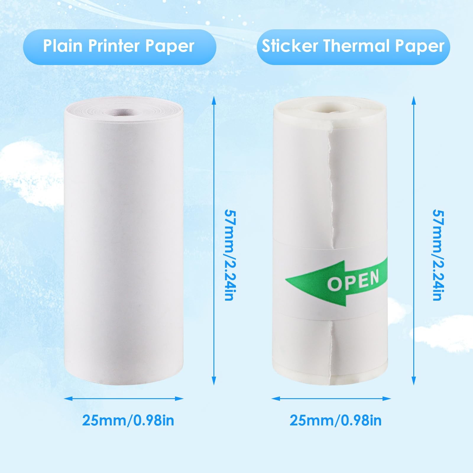 10 Rolls Thermal Inkless Printing Paper for Mini Sticker Receipt Printer Port…