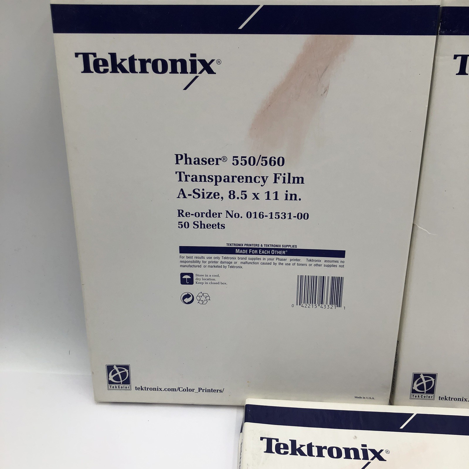 Tektronix Phaser 560 Transparency Film A-Size 8.5×11” Three Boxes Open Box